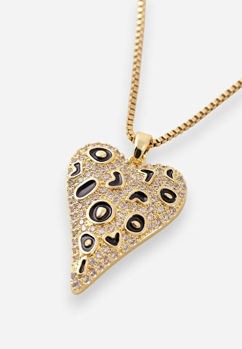Złoto-Czarny Naszyjnik z Motywem Serca Meleona