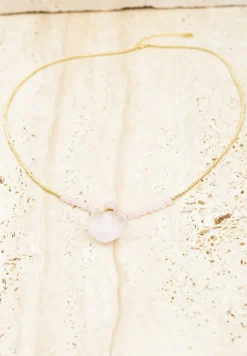 Złoto-Różowy Naszyjnik na Cienkim Łańcuszku z Kryształkiem Yeve