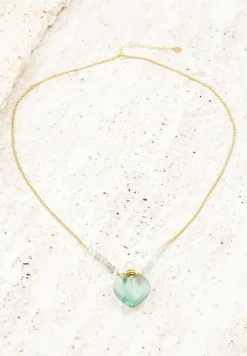 Złoto-Zielony Naszyjnik na Cienkim Łańcuszku z Kryształkiem Yeve