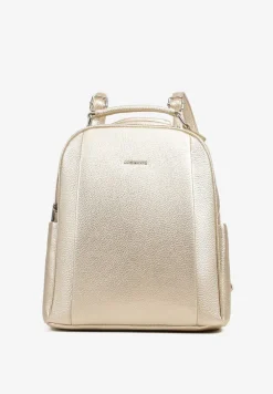 Złoty Mały Plecak o Geometrycznym Kształcie z Regulowanymi Szelkami Ralzeri