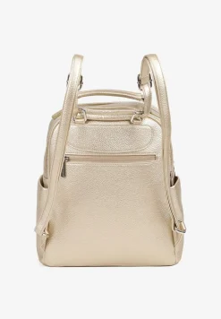 Złoty Mały Plecak o Geometrycznym Kształcie z Regulowanymi Szelkami Ralzeri