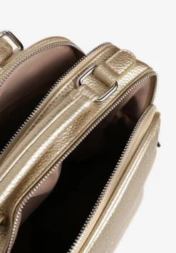 Złoty Mały Plecak o Geometrycznym Kształcie z Regulowanymi Szelkami Ralzeri