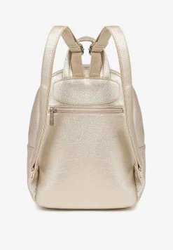 Złoty Mały Plecak Zdobiony Suwakiem Nilzeri