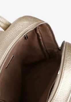 Złoty Mały Plecak Zdobiony Suwakiem Nilzeri