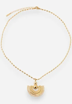 Złoty Naszyjnik Ozdobiona Geometrycznym Motywem Melacine