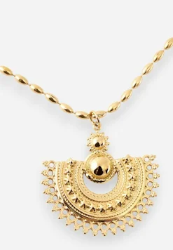 Złoty Naszyjnik Ozdobiona Geometrycznym Motywem Melacine