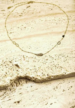 Złoty Naszyjnik z Ozdobnym Sercem Skrzydłem i Nieskończonością Turese