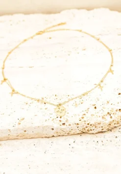 Złoty Naszyjnik z Podwójnym Łańcuszkiem z Zawieszkami Krzyżykami Tiamabel