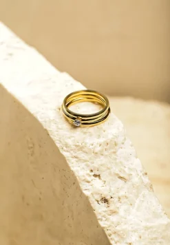 Złoty 3-pack Pierścionki w Minimalistycznym Stylu Finarosa