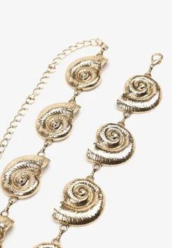 Złoty Pasek w Stylu Biżuteryjnym z Aplikacjami Muszelkami Navetta