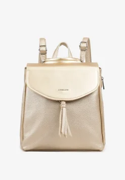 Złoty Plecak Basic z Ozdobnym Frędzlem Vikelin
