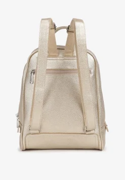 Złoty Plecak o Trapezowym Kształcie Zdobiony Przeszyciem Polzedi