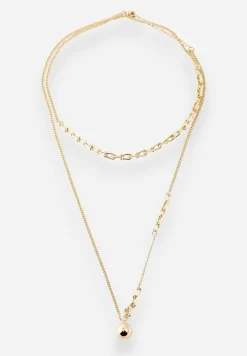 Złoty Podwójny Naszyjnik z Koralikiem Dionaela